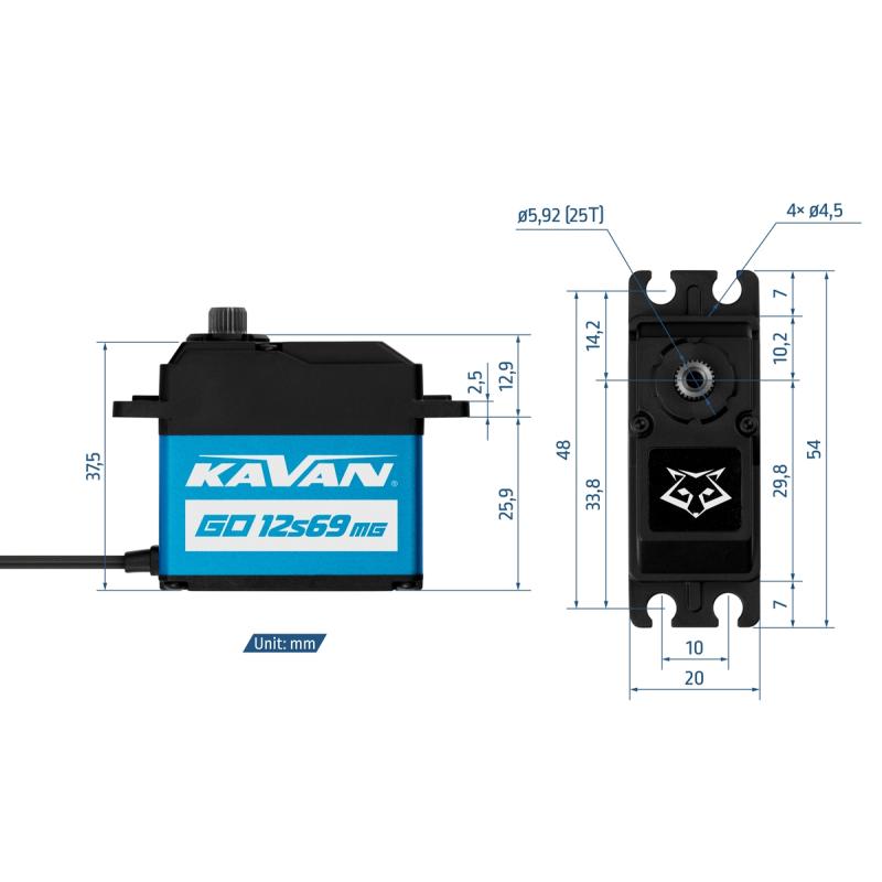 Servo Kavan GO-12S69MG (0,10 s/60°, 26 kg.cm) KAV20.12S69MG