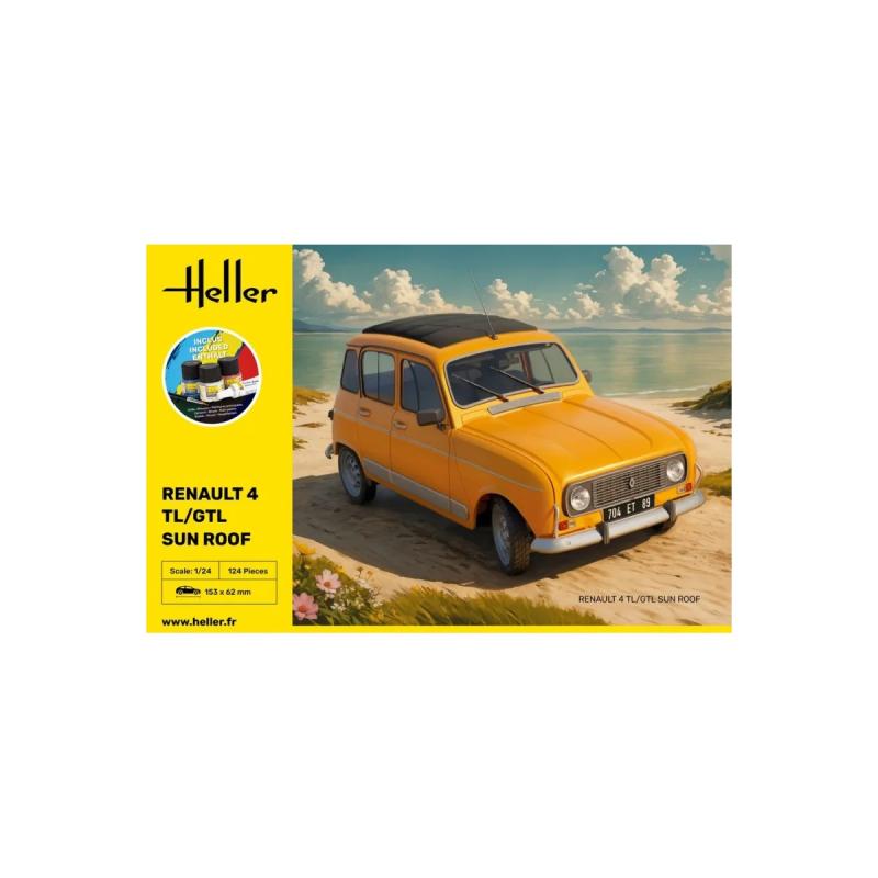 HELLER 58704 MAQUETTE STARTER KIT RENAULT 4 TL/GTL SUN ROOF 1/24