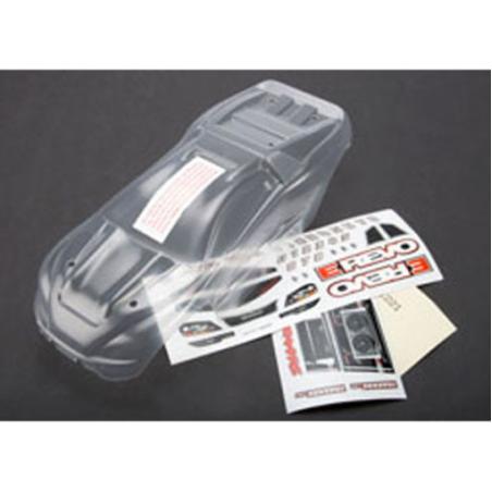 CARROSSERIE E-REVO 1/16EME TRANSPARENTE + AUTOCOLLANTS trx7111